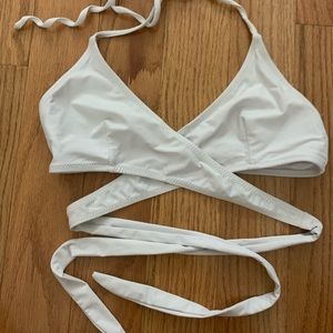 Missguided wrap bikini top white